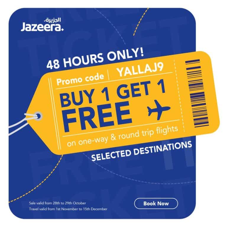 Jazeera Airways Buy One Get One Free offer